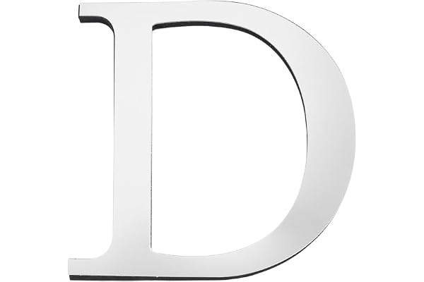 PATIKIL 7.87 Pouces 3D Acrylique Alphabet Miroir Autocollants Mural Lettre D Autoadhésif Décoration Maison Lettre Signe Art Autocollant Décalcomanie pour DIY Décoration Maison Argent