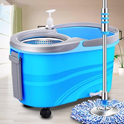 Floor Mop Double Drive Magical Mop Bucket Rotary Mop Trailer Hand Pressure Mop Automatically Dragging The Mop (2 Colors Optional) (46 * 29 * 27cm) Super easy to use ( Color : Brown )