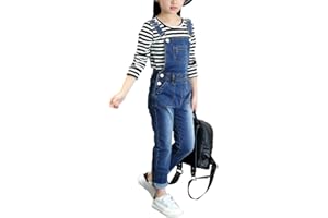 LucaSng Mädchen Overall Kinder Jeans Latzhose Freizeit Denim Hosen Jeanshose Jumpsuit Lang Overall Jeans Strampler Mit Hosenträger One Piece Jumpsuit