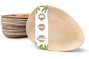 BIOZOYG 25x Assiettes en Feuilles de Palmier 26 cm - Assiettes Jetables en Forme de Goutte pour Garden Party - Vaisselle Jetable Durable pour Fête