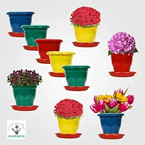 Kraft Seeds Plastic Flower Pot, 10-inch, Pack of 10