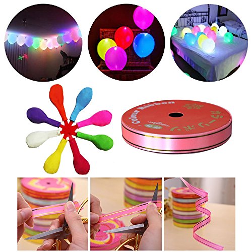 WEISLI LED Leuchtende Luftballons Blinkende Party Weihnachten Ballons 24 Stück - Gemischte Farbe mit Ribbon für Geburtstag Hochzeit Festival Party
