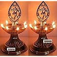 YASHVIN® @ Pack of 2 Premium 1 Layer Electric Gold Lights Diya|Deep|Deepak for Pooja|Puja|Mandir| Diwali Festival Decoration|| Make in India || MN85