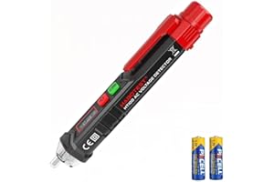 DUBEUYEW Détecteur de Tension sans Contact, Testeur de Tension avec Sensibilité Réglable 12V/48V-1000V, Écran LCD,LED Lampe de Poche, Test de Fil de Phase et de Neutre, Alarme sonore et Lumineuse