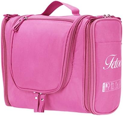 Toiletry Bag Wash Bag Cosmetic Make Up Bag Organizer Storage Bag Solid Color Portable Travel Hanging Luggage Zipper Polyester Oxford with Hook Foldable Large Capacity Multifunction (Red)