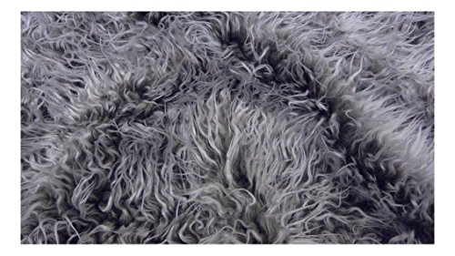 Fabrics-City Extrem Lang Zottelfell ~Mongolischer Pelzstoff Stoff Stoffe, 3099 (Grau/Weiß)