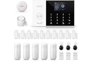 XNY Système d'alarme Maison sans Fil 4G, Système de Sécurité Maison Wi-FI avec 120DB Sirène, Contrôle APP, 24 Pièces: Détecteur de Mouvement, Télécommandes, Capteurs de Fenêtre et de Porte, Carte RFID