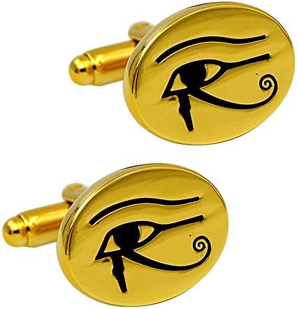 Gold-plated oval angle eye pattern cufflinks artistic charm cufflinks brass plated gold nice art deco cufflinks