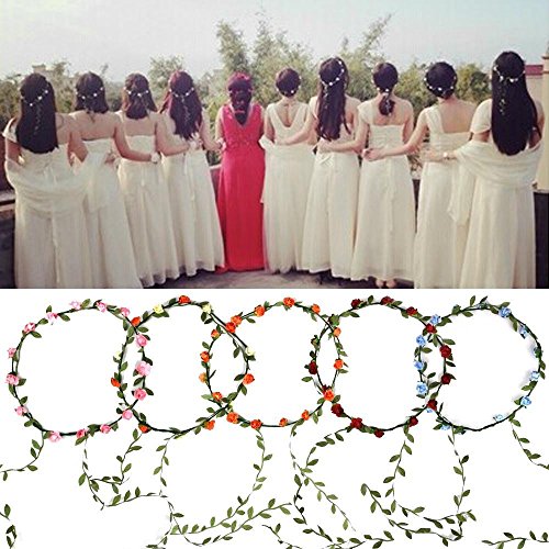 Yahee Stirnband und Haarband Hochzeit Boheme geflochten Blumen Haarreif (rosa) - 3