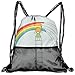 Produktbild EELKKO Mesh Beam Backpack Lightweight Foldable Large Capacity Drawstring Casual Rucksack Doodle of A Girl On Ladder Painting Rainbow with Clouds On Pale Toned Background,Unisex Fitness Bag
