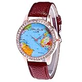 Hunpta@ Uhren, Armbanduhr Watch Zhou Lianfa Neue Weltkarte Illustration Minimalist Quarz Uhr für Herren und Damen