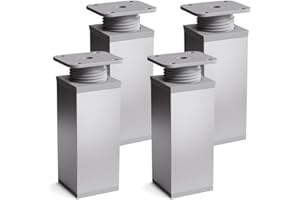 sossai® Gambe per mobili MFV1 | set di 4 | regolabili in altezza | Altezza: 60 mm (+20mm) | Design: Alu | Forma angolare: 40 x 40 mm | Viti inclusi