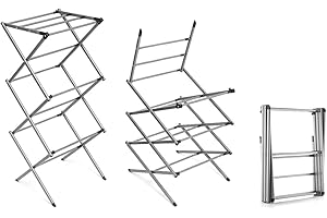 InnovaGoods® Tendedero Vertical Metálico Plegable con 6 Niveles, Tendedero de Ropa Extensible para Interiores y Exteriores, Color Acero.