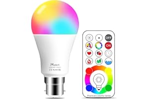 Mobri B22 LED Colour Changing Light Bulbs with Remote Control, 75 Watt Equivalent Bayonet Dimmable Colour Bulbs with Timing, Memory & Sync, 120 Multi RGB Colours + Daylight White,1 Pack