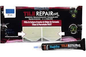 MagicEzy Tile Repairezy: Korekta odprysków i otworów w szybkich płytkach ceramicznych - Wypełniacz do grubych płytek - Zestaw naprawczy - 12,9ml (niebieski)