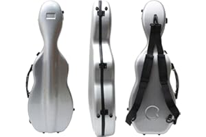 WUQIMUSC Geigenkoffer 4/4 volle Größe Composite Kohlefaser Hartschalenkoffer Starker Griff Rückengurte Weiche Polsterung (Silber), CASE-24