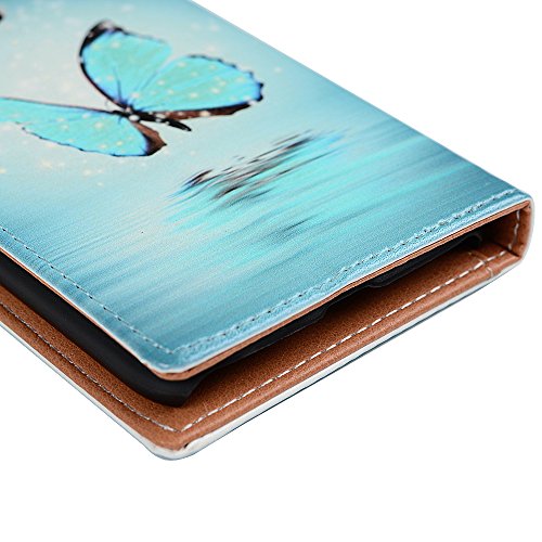 Motolora Moto G4 Play Hülle YOKIRIN Painted PU Leder Wallet Handytasche Handyhülle Innere PC Hardcase Folio Schutzhülle Ledercase Lederhülle Tasche Painted Gemalt Schale Backcover Ledertasche Schutz Hülle Rückschale Flip Cover mit Standfunktion Karteneinschub und Magnetverschluß im Bookstyle Muster:Schmetterling - 5