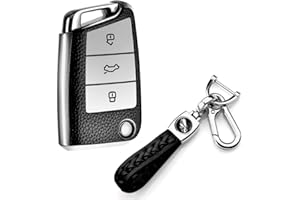 RXXR Etui na kluczyki samochodowe VW, kompatybilne z VW Golf 7, etui na klucze, etui na klucze, do VW Polo, Skoda, Tiguan, MK7, 3 przyciski