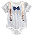 NEW Summer Baby Kids Boy Gentleman Suit Grow Outfit Romper Pants Jumpsuit 0-24M (0-6 Months, Blue)