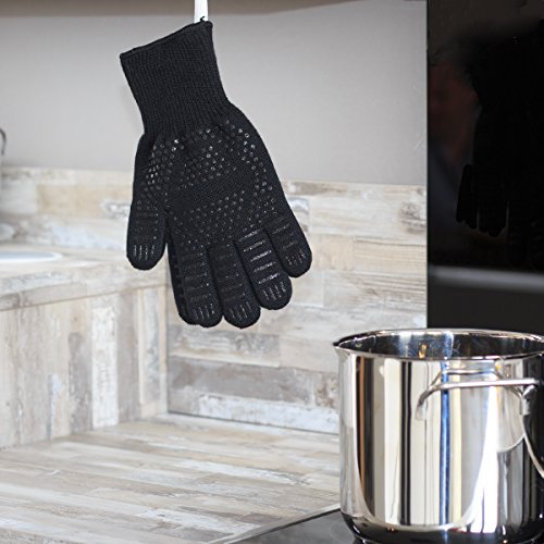 Feuermax BBQ Grillhandschuhe (2er Set) Ofenhandschuhe Kaminhandschuhe – extremer Hitzeschutz bis 500°C – mit Anti-Rutsch Beschichtung für eine sichere Verwendung - 6
