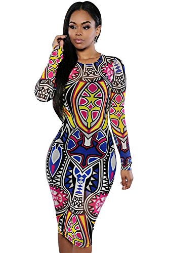 New-Ladies-Multi-Colour-Tribal-Print-Midi-Dress-Club-Summer-Dress-Casual-Party-Dress-Size-S-UK-10-12-EU-38-40