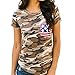 Produktbild BA Zha HEI Modisch Frauen Kurzarm Camouflage American Flag Elegant Damen T-Shirt Rundhals Kurzarm Ladies Sommer Oberteil Locker Weiches Material Sehr Angenehm Zu Tragen Bluse Tops (Tarnung, M)