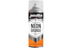 JENOLITE Peinture aérosol fluorescente, orange fluo, 400 ml, peinture aérosol haute visibilité, peinture multi-surfaces haute visibilité, idéale pour les loisirs, les graffitis, les travaux manuels et