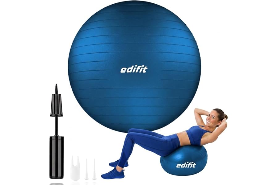Pelota de Pilates, 55, 65 y 75 cm, Ejercicio en Casa, Incluye Hinchador, Fitball, Embarazadas, Accesorios Yoga, Varios Tamaño
