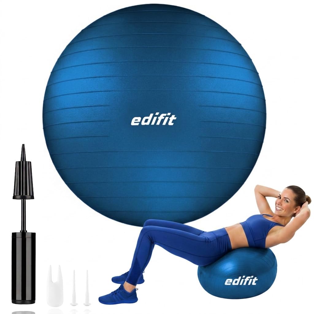 EDIFIT Palla Fitness, Pilates Attrezzi Casa, Incluso il Gonfiatore, Fitball, Yoga Accessori, Palla Gravidanza, Ginnastica Ritmica