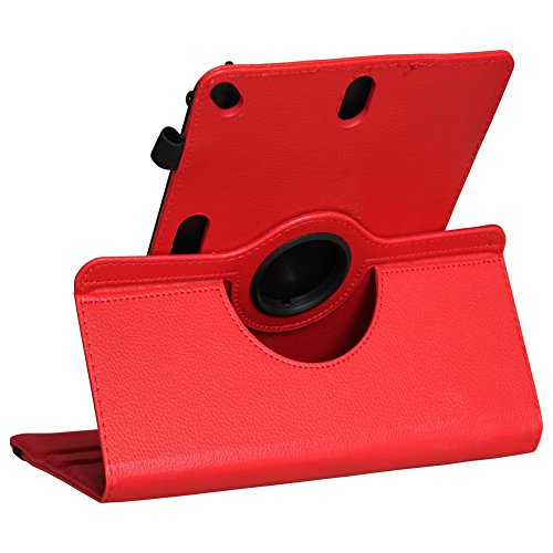 Tablet Schutz Hülle für Vodafone Tab Prime 6 / 7 aus hochwertigem Kunstleder mit Standfunktion 360° Drehbar kombiniert Schutz und Design Cover Case von NAUCI, Farben:Rot - 5