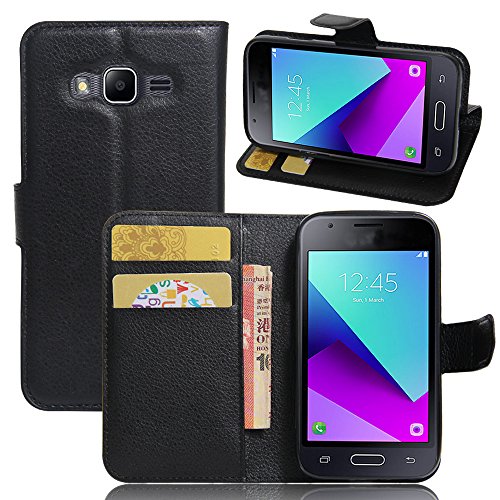EUGO Funda Samsung Galaxy J1 Mini Prime + Protector de Pantalla, Funda Cuero Resistente, Soporte Plegable, Ranuras para Tarjetas y Billetes, Estilo Libro, Acceso a Botones