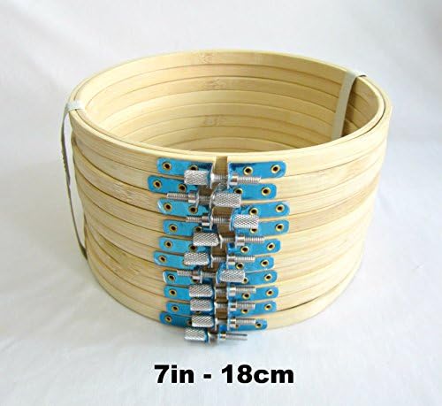 10 pieces of Bamboo Embroidery Hoops, ideal for creating wedding or christening bonbons, favours and decorations! (7 inches / 18cm)
