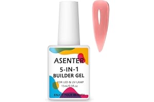 ASENTER 5 en 1 Cover Rose Nude Builder Gel, Extend Gel, UV Construction, Gummy Base, Rubber Base Pose Americaine, Colle Ongle 15ML
