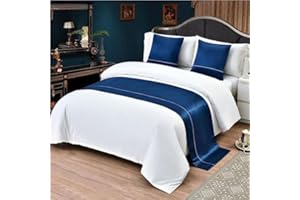 Morbuy Bed Runners, Modern Scarf Bedspread Scarves Home Decoration Hotel Bedding Bed Towel Luxury Protection for Bed Cover Single Double Super King Size (50x240cm for 180cm bed,Dark blue)