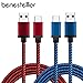 Price comparison product image [2-Pack 3ft] USB 3.1 Type C Cable, BeneStellar Nylon Braided USB C Fast Charging Cable Charger Cord for Samsung Galaxy S8 / S8 Plus / Note 8, LG G5 / G6, Google Nexus 6P / 5X, Pixel / Pixel 2, OnePlus 2 / 3 / 5 / 5T, HTC 10 / U11, Huawei P9 / P10, Mate 9 / Mate 10, Nokia 8 / N1 Tablet, Nintendo Switch and More (3ft, 2-Pack Red & Blue)