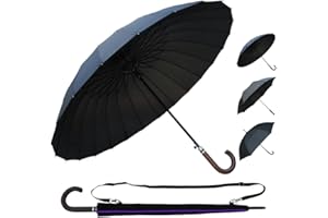 COLLAR AND CUFFS LONDON 60MPH StormDefender Umbrella - Windproof Large Strong Umbrella - Reinforced Next Generation Frames - Automatic - Teflon Coated - Fiberglass Rainproof Big Golf - Black Canopy