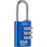 IFAM Col Combi Combination Padlock, 20 mm, Blue, Maximum Security, Ideal for Backpacks and Suitcases, with Key and More than