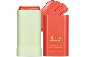 ‎OFANYIA Ofanyia Cream Blush Stick, Unique Roating Design Multi-Use Blush Stick for Lip and Cheek Tint, Lightweight Easy to Blend Natural Cream Blusher, Velvet Matte Texture Blush Face Stick 03# Coral Orange
