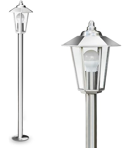 Lampadaire Extérieur BRILLIANT York 40cm - Acier Inoxydable, IP44, E27 Max 40W, Sans Ampoule