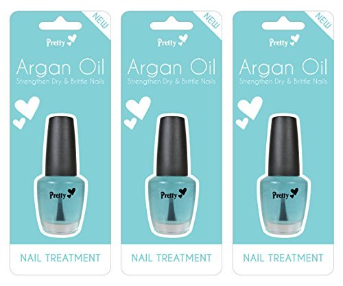 3 x Argan Oil Nail Treatment (3 x 15ml) by Pretty - Revive Dry & Brittle Nails - Strengthen, Moisturise & Condition Nails