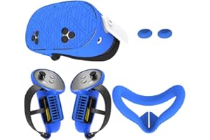 ROKEBLAU Juego de fundas de silicona mejoradas para Meta Quest 3S, accesorios protectores suaves Quest 3S VR, incluyendo funda de empuñaduras de controladores, cubierta de carcasa y cubierta facial, fundas