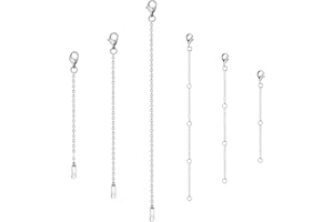 Mezrkuwr Extensión de cadena de plata de 6 piezas para mujer, extensión de cadena, extensión de cadena de acero inoxidable, para hacer joyas