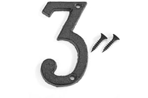 DOMYBESTSHOP Domybest Numéro de Maison 0-9 En Fer Noir Numéro de Porte de Maison Numéro de Rue Plaques Enseignes Mur Porte avec Vis de Fixation