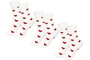 Yamitora 3 Paar Herzsocken für Damen Größe 39-42, weiße Baumwollsocken, Kuschelsocken, Sportsocken, Tennissocken, Herzsocken, Damensocken