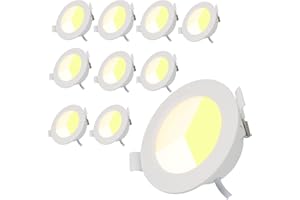 Alpinaluz Pack 10 Downlight LED Empotrables de Techo 5W Ø92mm Blanco – Focos LED Circulares CCT Seleccionable 3000K/4000K/6000K, Corte Ø75–80mm, IP44 para Baños, Cocinas, Pasillos o Salón