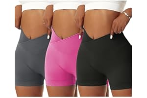 Mesaro Damen Gym Shorts 3 Pack High Wasit Sport Short Gym Leggings Booty Scrunch Shorts Sport Outfit Damen Workout Shorts Push Up Radlershorts Fitness Laufen