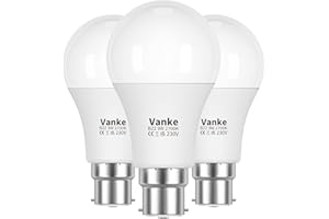 Vanke Bayonet Light Bulb 60w Equivalent, B22 LED Bulbs Warm White 2700K Yellow Light, Non-Dimmable 9w Energy Saver Lightbulb, 806 Lumen, 3-Pack