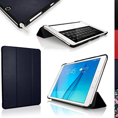 igadgitz Blau PU Ledertasche Hülle Smart Cover für Samsung Galaxy Tab A 9.7" SM-T550 mit Multi-Winkel Betrachtungs + Auto Sleep/Wake + Displayschutzfolie