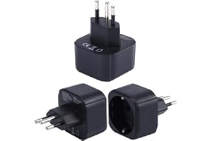 DENTJET Adattatore per Spina da Europa a Brasile, Spina Schuko Europea/Tedesca/Francese/Italiana Spina Tipo C/E/F Adatta al Convertitore da Viaggio con Presa Brasiliana (3 pezzi)