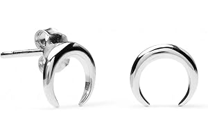 EMPATHY JEWELS Empathy Jewel Collar Luna Invertida en Plata de Ley 925 -Pendientes Pequeños de Plata Luna Invertida - Conjunto de Collar y Pendientes de Plata Luna Invertida - Colgante Luna Mujer